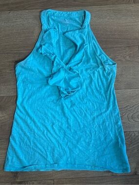 Lilly Pulitzer Turquoise Ruffle-Front Racerback Tank